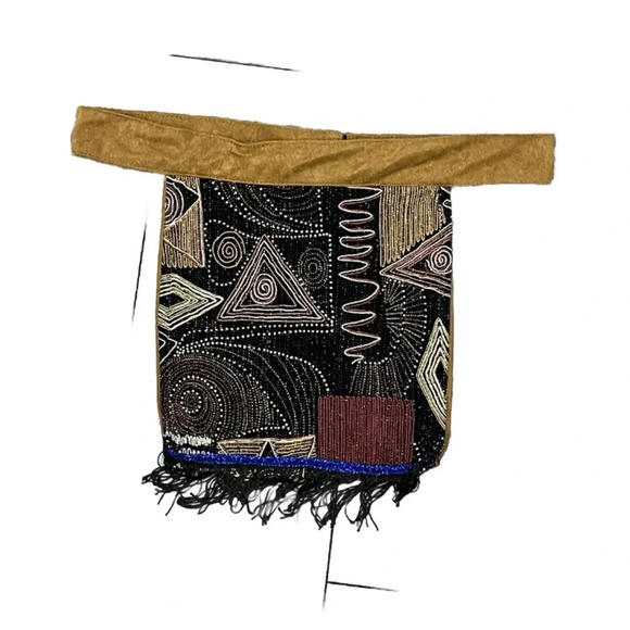 Vintage Hand Made Beaded Apron Aztec Tribal Boho Hippie - Picture 2 of 7